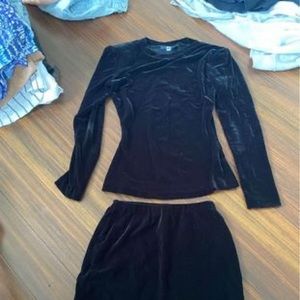 Vintage Velvet skirt and long sleeve set